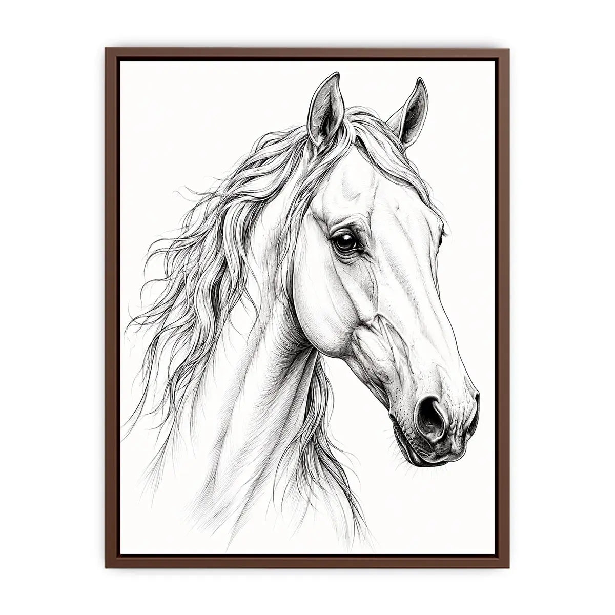 Minimalist horse line art canvas print for elegant modern bedroom and office decor.
