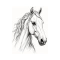 Minimalist horse line art canvas print for elegant modern bedroom and office decor.