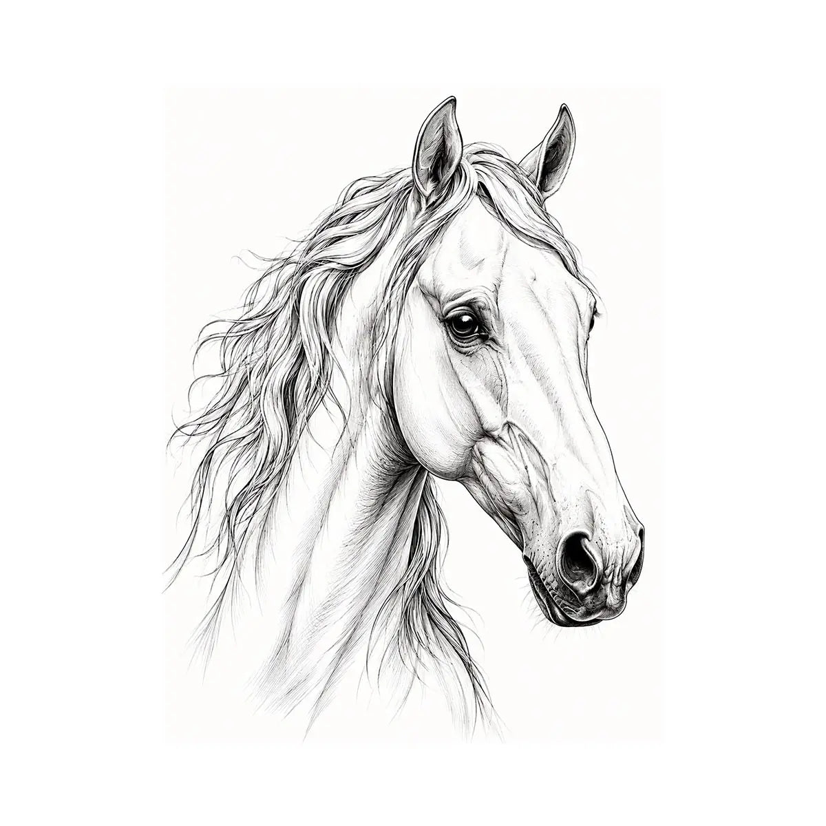 Minimalist horse line art canvas print for elegant modern bedroom and office decor.