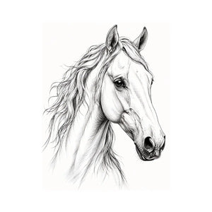 Minimalist horse line art canvas print for elegant modern bedroom and office decor.