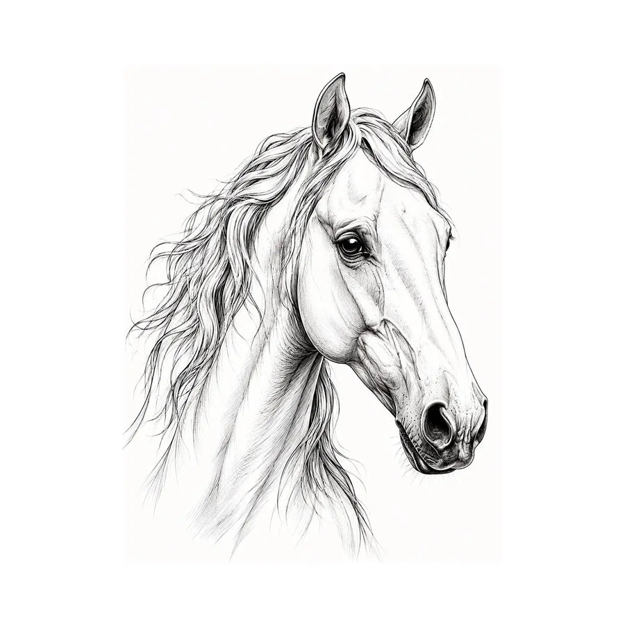 Minimalist horse line art canvas print for elegant modern bedroom and office decor.
