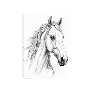 Minimalist horse line art canvas print for elegant modern bedroom and office decor.