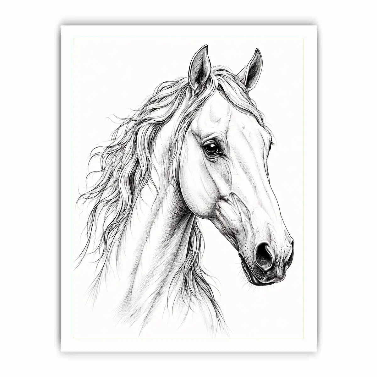 Minimalist horse line art canvas print for elegant modern bedroom and office decor.