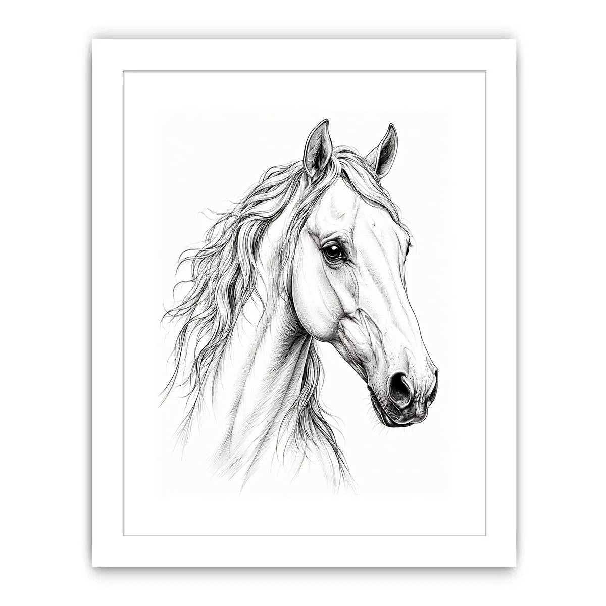 Minimalist horse line art canvas print for elegant modern bedroom and office decor.