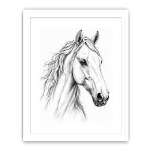 Minimalist horse line art canvas print for elegant modern bedroom and office decor.