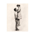 Minimalist romantic couple sketch canvas art for elegant bedroom and modern living room decor.