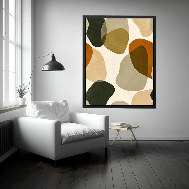 Earthy abstract neutral canvas art for modern living room and Japandi bedroom decor.