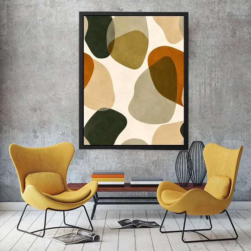 Earthy abstract neutral canvas art for modern living room and Japandi bedroom decor.