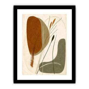 Earthy botanical abstract canvas art for Japandi living room and modern bedroom decor.