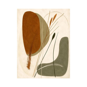 Earthy botanical abstract canvas art for Japandi living room and modern bedroom decor.