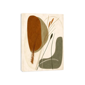 Earthy botanical abstract canvas art for Japandi living room and modern bedroom decor.