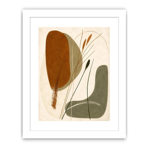 Earthy botanical abstract canvas art for Japandi living room and modern bedroom decor.