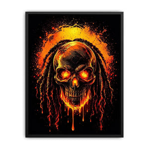 Flaming skull graffiti canvas art for dramatic gaming room or man cave decor.