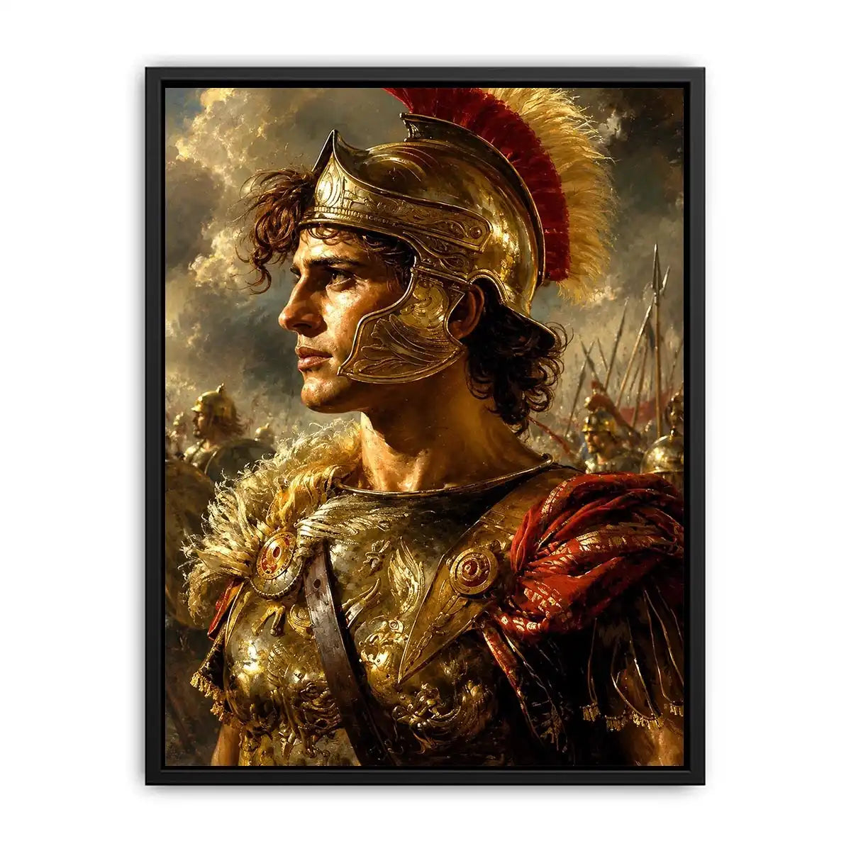 Ancient warrior portrait canvas art for luxury office and library decor.