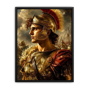 Ancient warrior portrait canvas art for luxury office and library decor.
