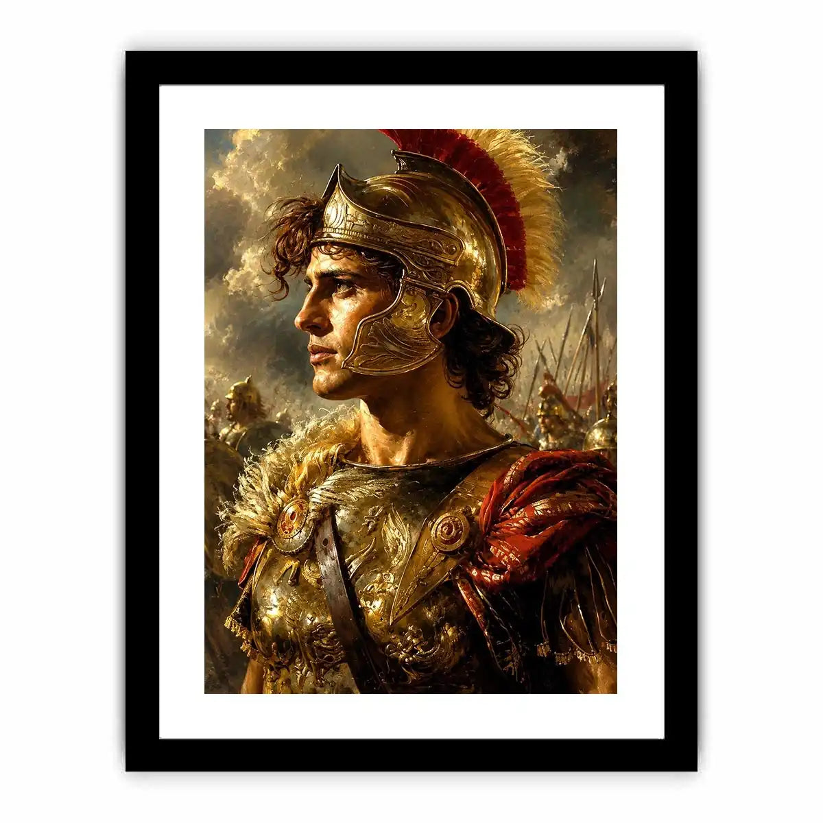 Ancient warrior portrait canvas art for luxury office and library decor.