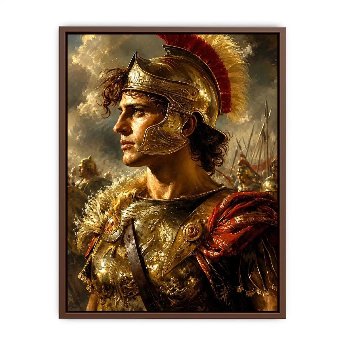 Ancient warrior portrait canvas art for luxury office and library decor.