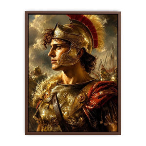 Ancient warrior portrait canvas art for luxury office and library decor.