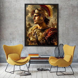 Ancient warrior portrait canvas art for luxury office and library decor.