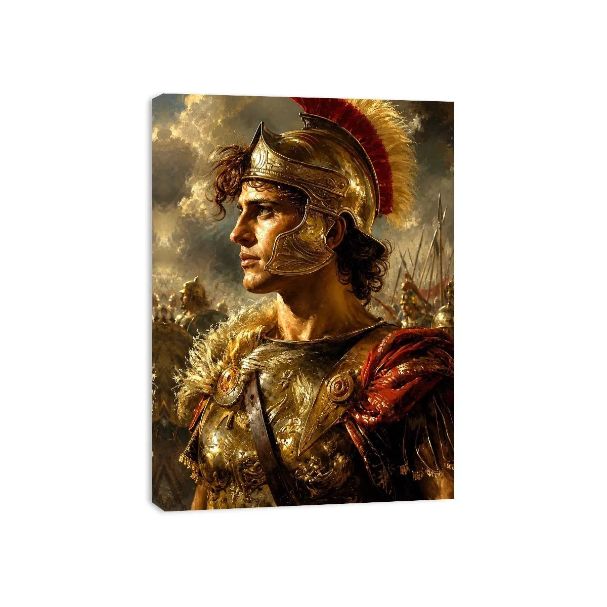 Ancient warrior portrait canvas art for luxury office and library decor.