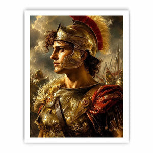 Ancient warrior portrait canvas art for luxury office and library decor.