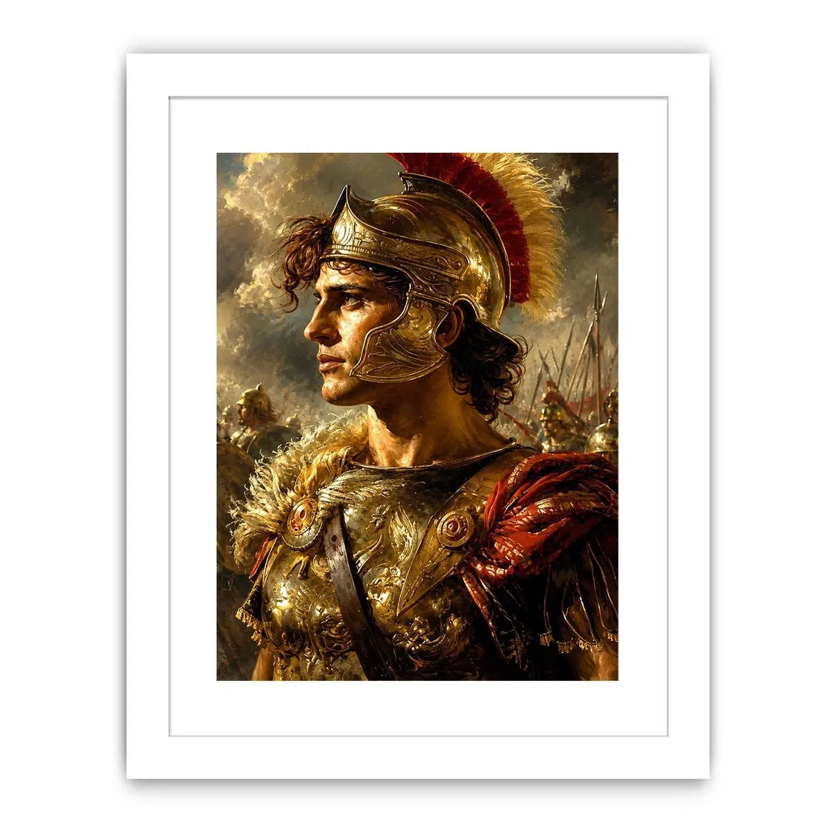 Ancient warrior portrait canvas art for luxury office and library decor.