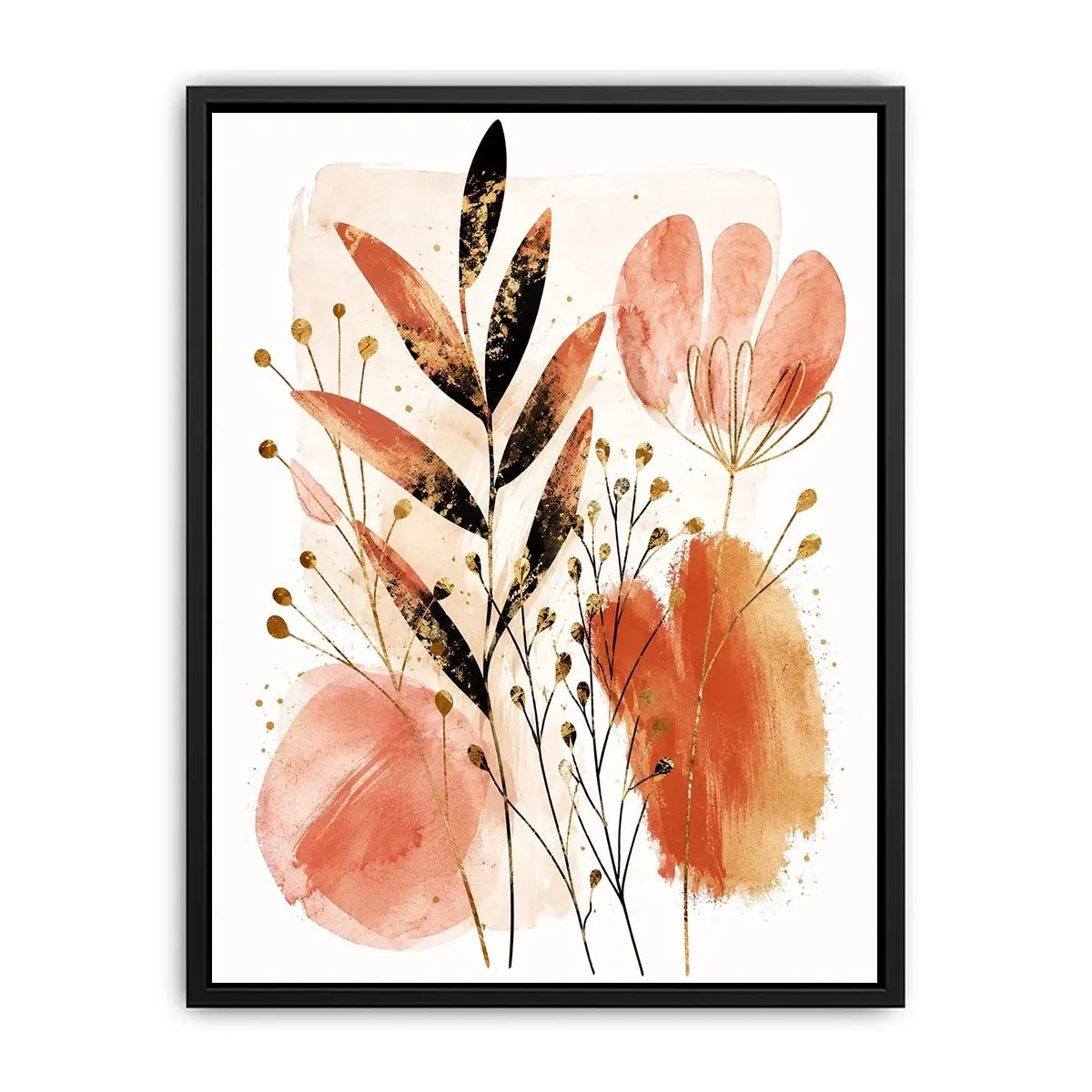Modern botanical watercolor abstract leaves for stylish living room wall decor.