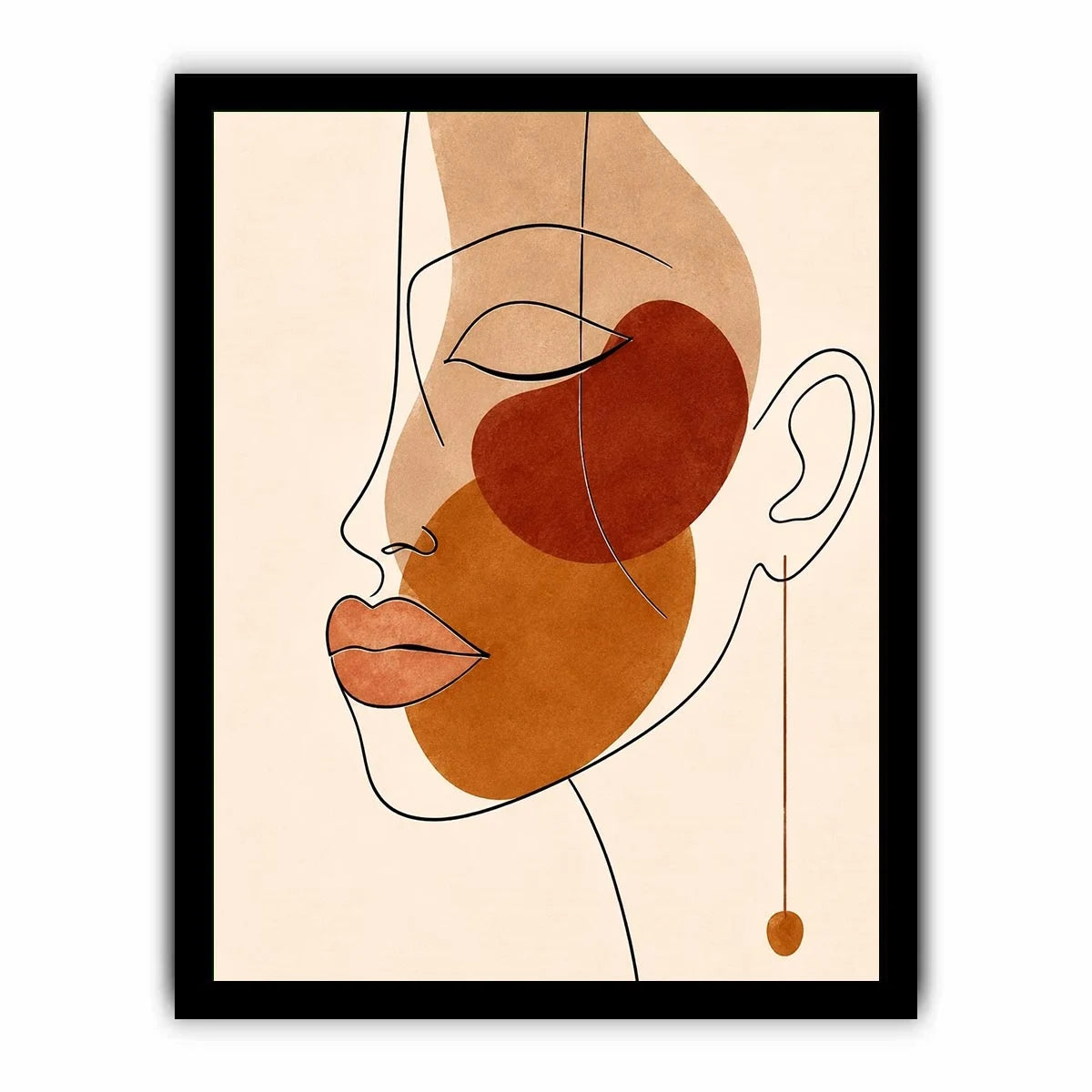Minimal line art woman portrait for stylish living room wall decor.