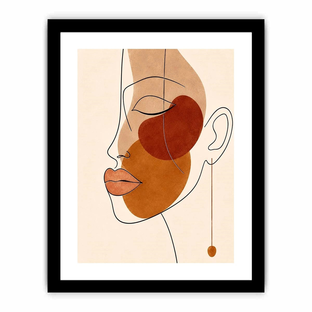 Minimal line art woman portrait for stylish living room wall decor.