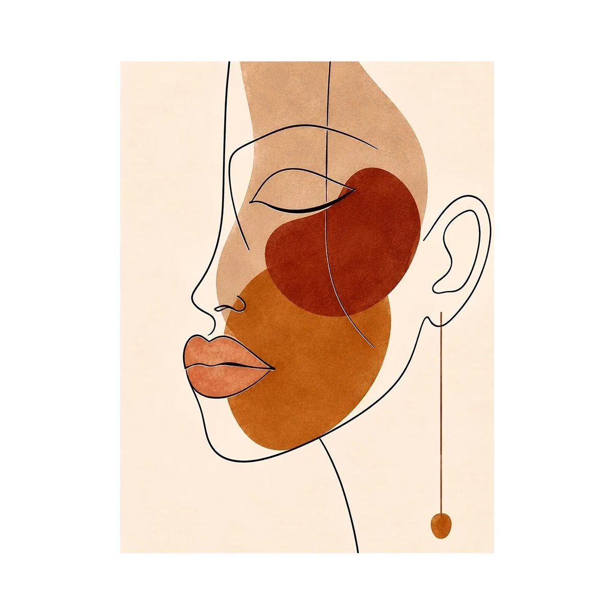 Minimal line art woman portrait for stylish living room wall decor.