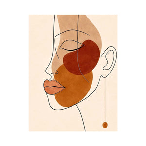 Minimal line art woman portrait for stylish living room wall decor.