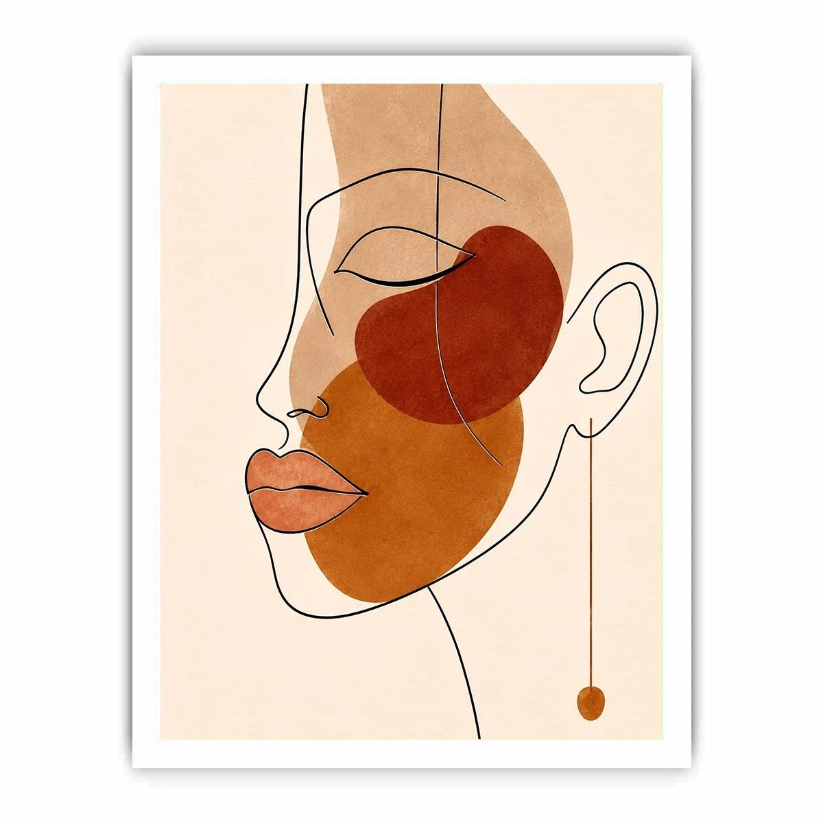 Minimal line art woman portrait for stylish living room wall decor.