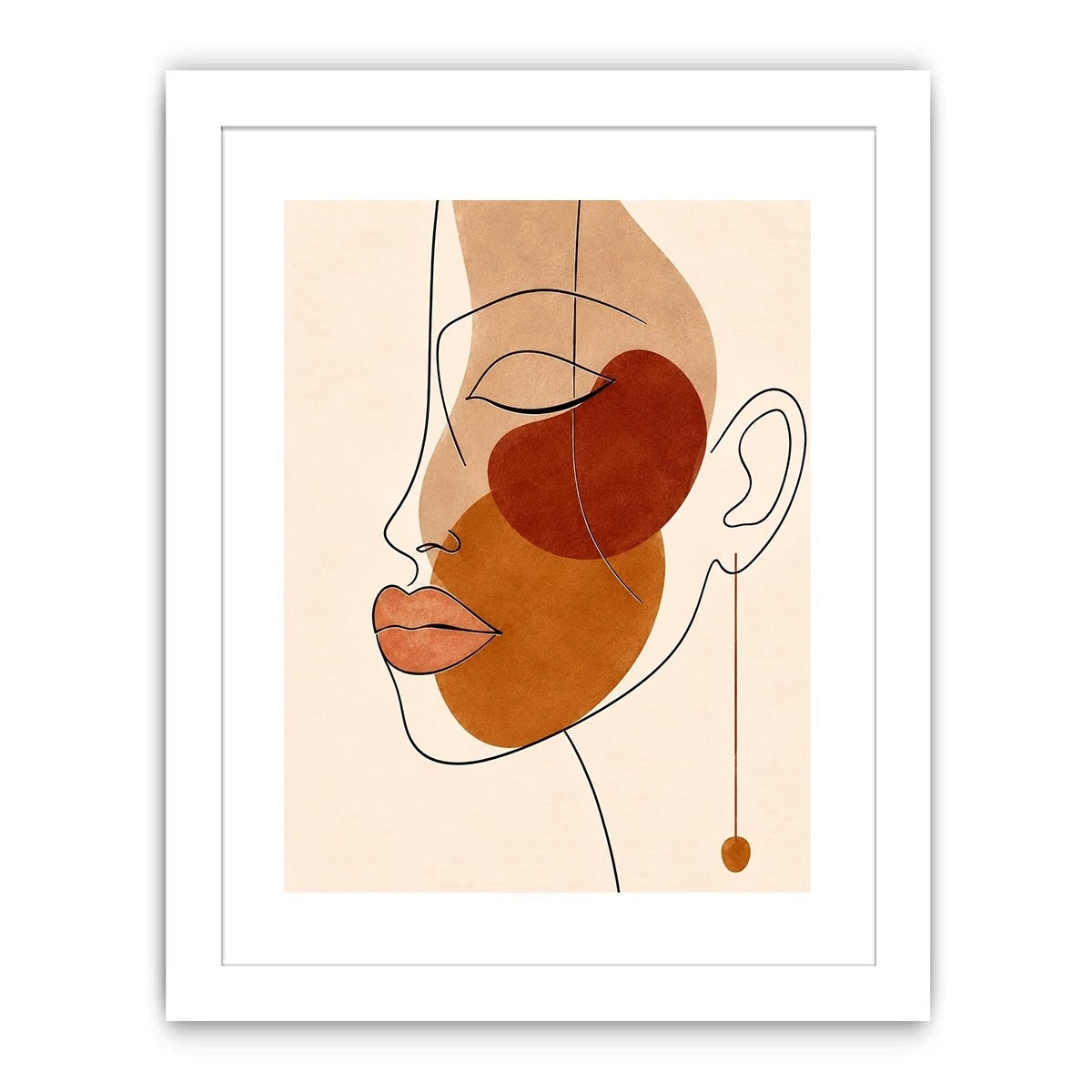 Minimal line art woman portrait for stylish living room wall decor.