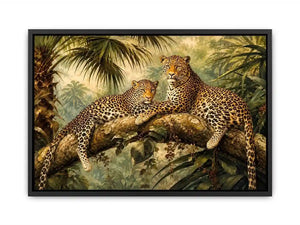 Luxury leopard jungle painting for stylish living room wall decor.