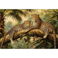 Luxury leopard jungle painting for stylish living room wall decor.