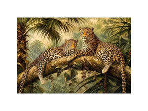 Luxury leopard jungle painting for stylish living room wall decor.