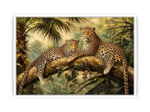 Luxury leopard jungle painting for stylish living room wall decor.