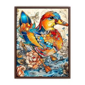 Colorful decorative duck illustration with floral patterns and intricate artistic details