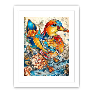 Colorful decorative duck illustration with floral patterns and intricate artistic details