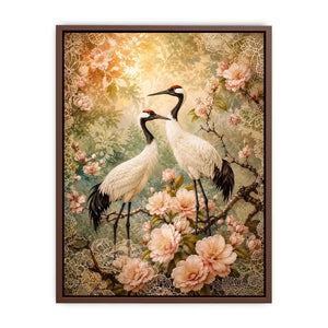 Elegant cranes with cherry blossoms for stylish living room wall decor.
