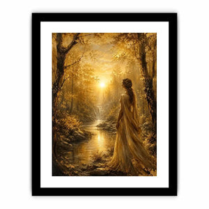 Golden Forest Gaze watercolor style canvas art for elegant modern home decor.