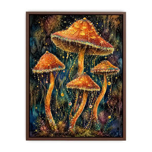 Celestial Mushroom Bloom watercolor style canvas art for elegant modern home decor.
