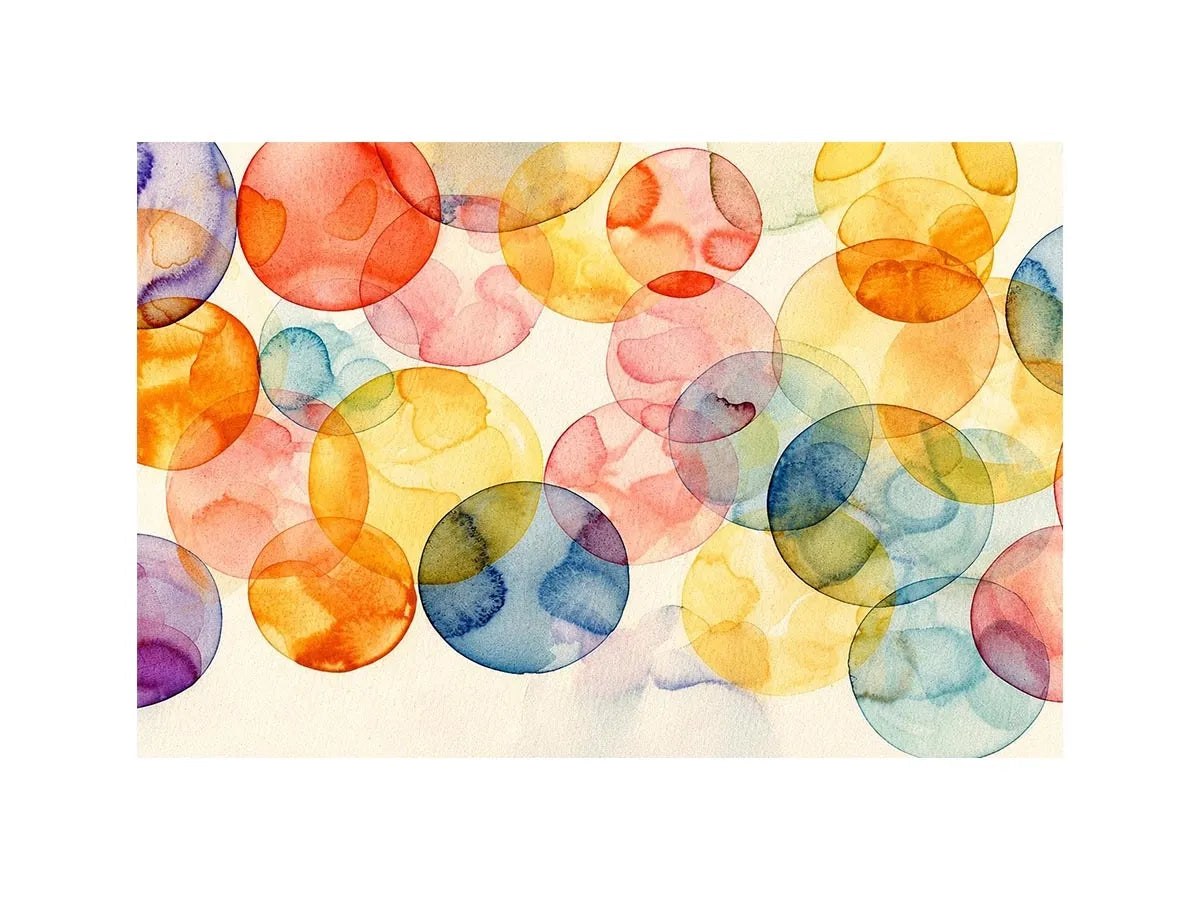 Pastel Circle Harmony watercolor style canvas art for elegant modern home decor.