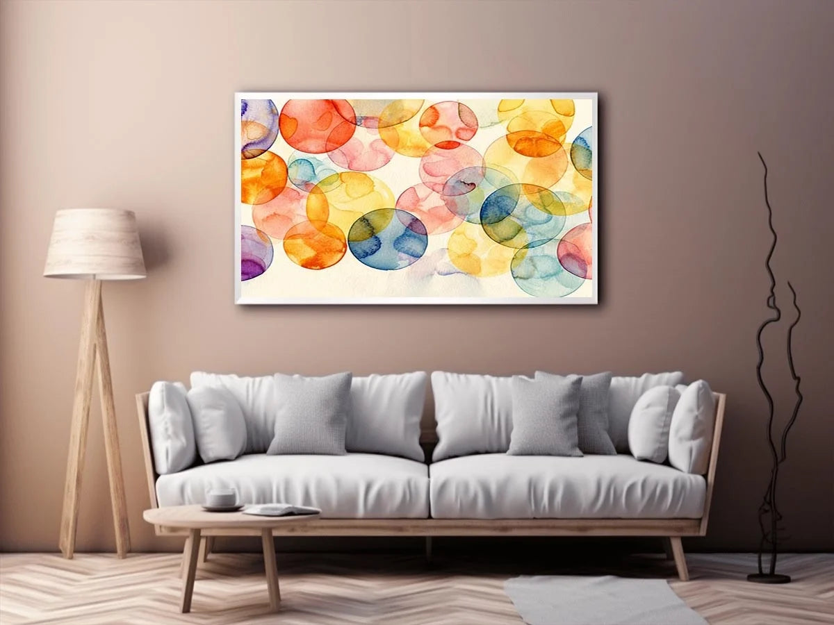 Pastel Circle Harmony watercolor style canvas art for elegant modern home decor.