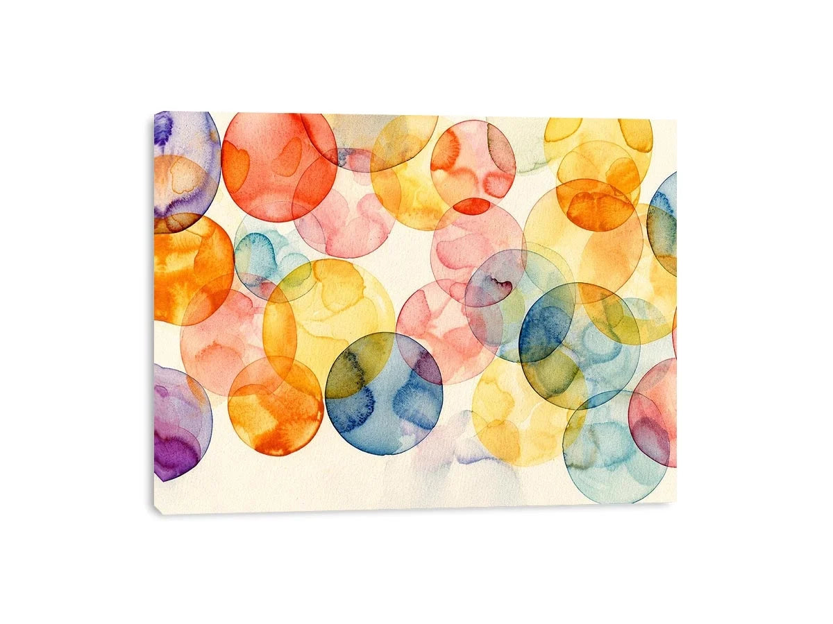 Pastel Circle Harmony watercolor style canvas art for elegant modern home decor.
