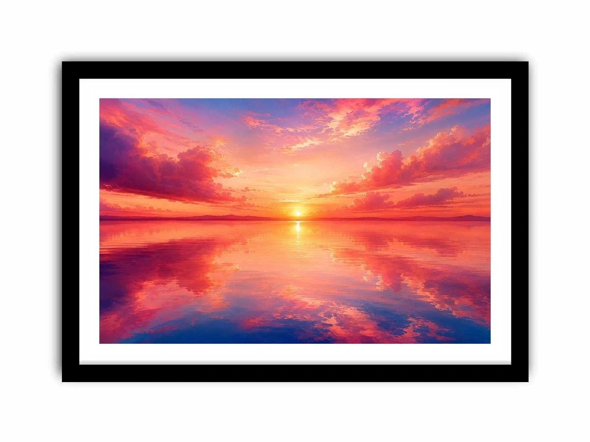 Blush Horizon Reflection watercolor style canvas art for elegant modern home decor.