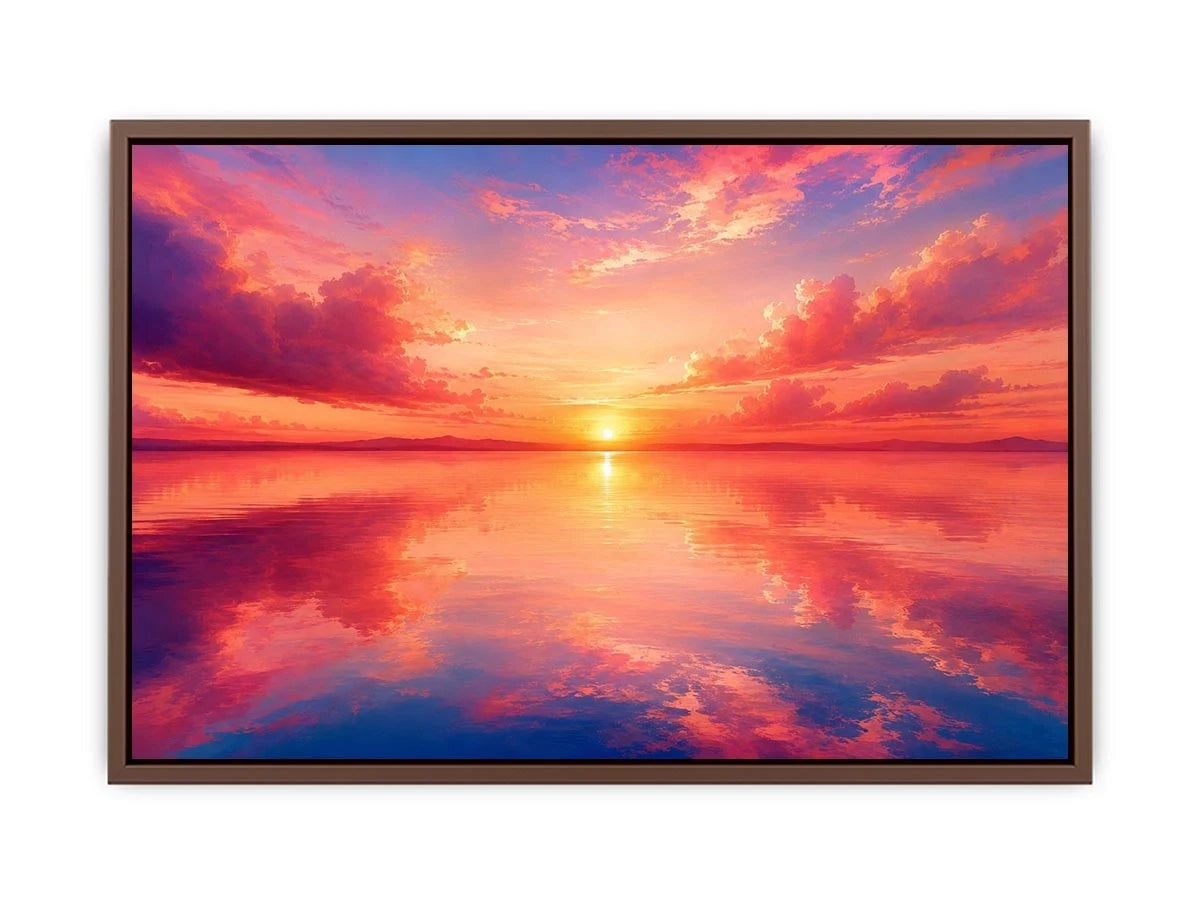 Blush Horizon Reflection watercolor style canvas art for elegant modern home decor.