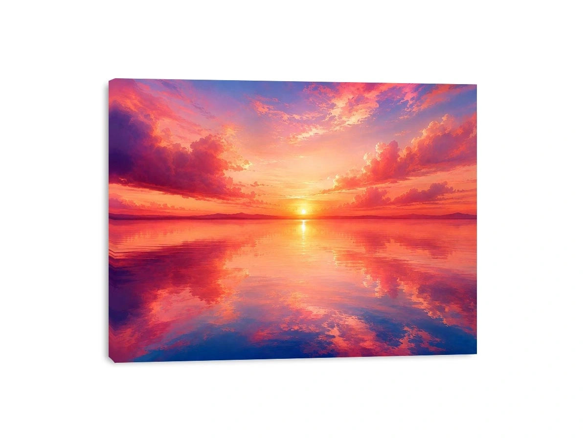 Blush Horizon Reflection watercolor style canvas art for elegant modern home decor.