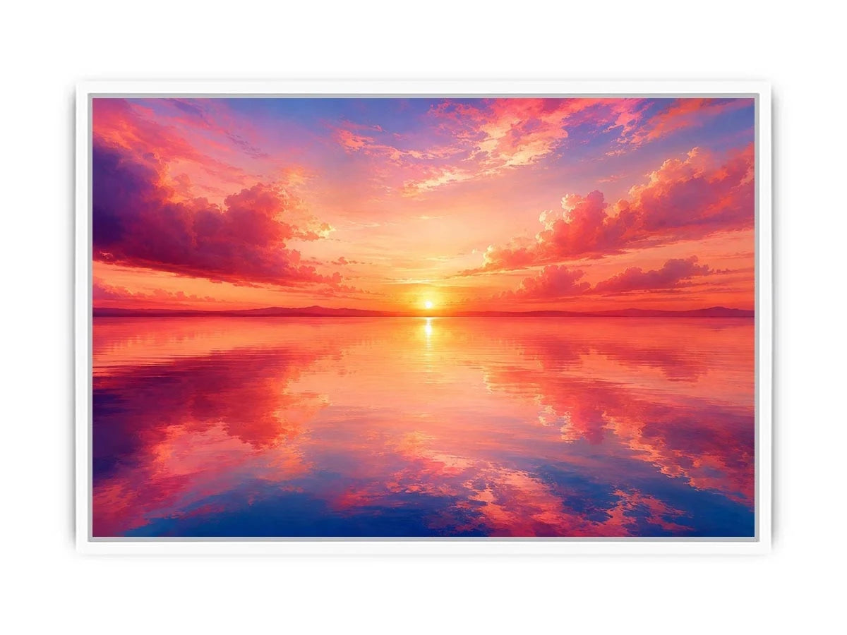Blush Horizon Reflection watercolor style canvas art for elegant modern home decor.