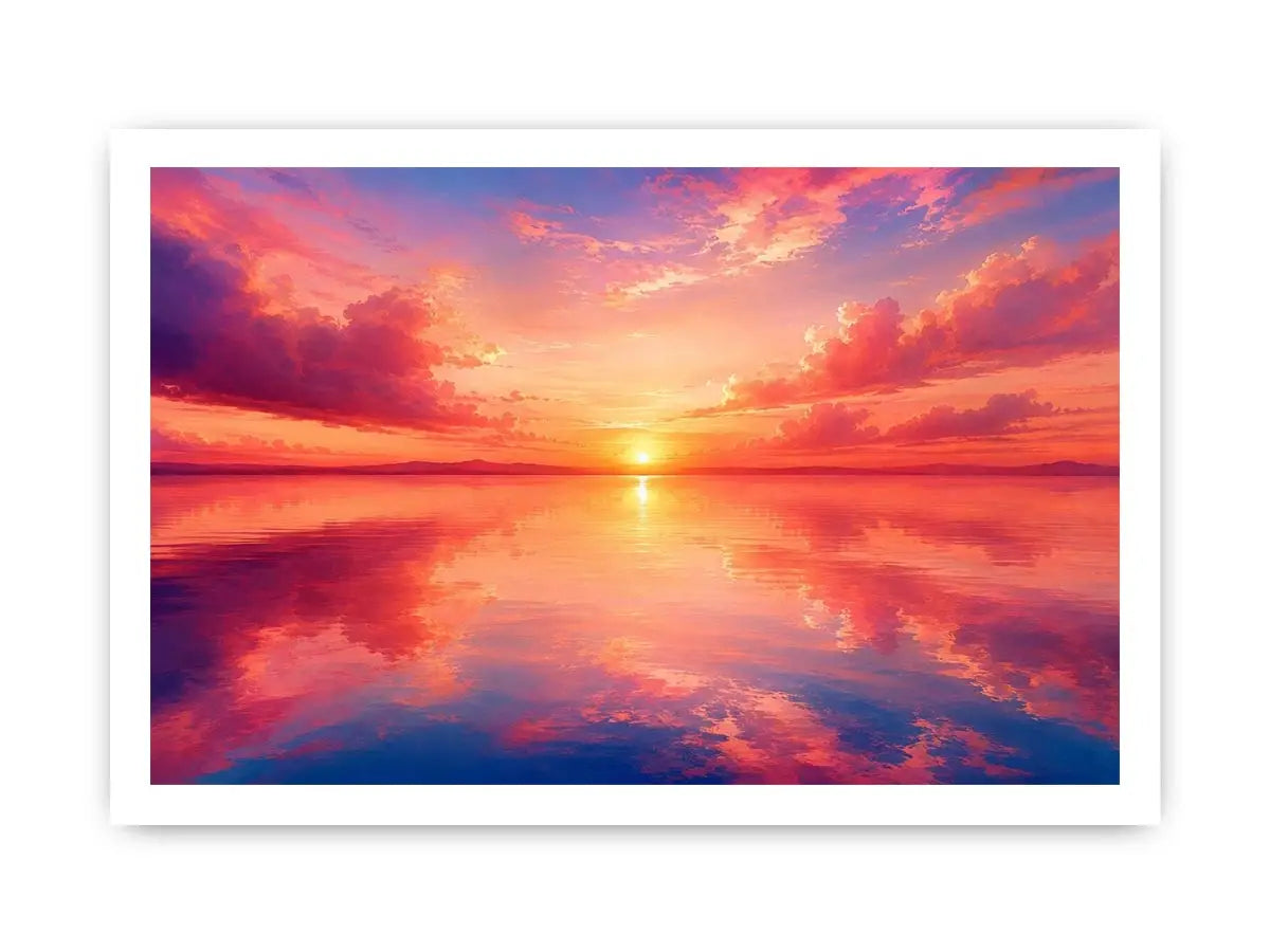 Blush Horizon Reflection watercolor style canvas art for elegant modern home decor.